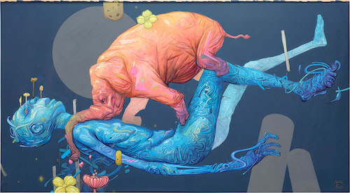 Ekundayo painting The weight of transformation Straat International Street Art Museum